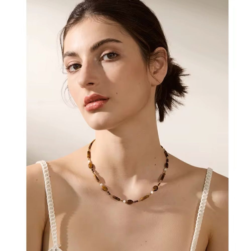 Natural Stone Gold Plated Necklace - Picture 3 of 15